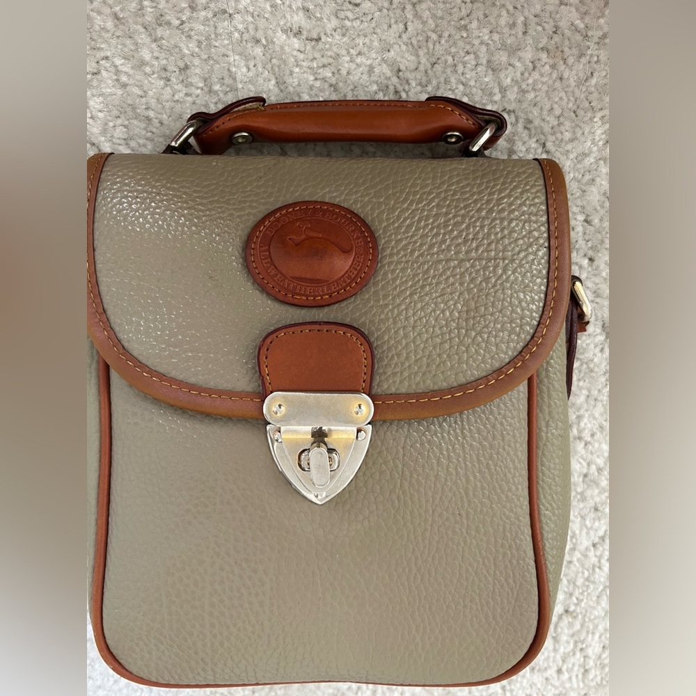Vintage Dooney And Bourke Top handle Taupe Pebbled Leather Crossbody Bag